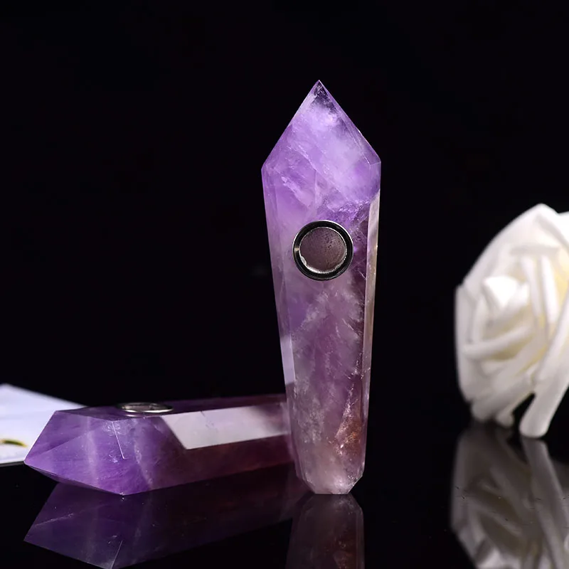

1pc Natural Amethyst Hand Make Smoking pipe Raw Crystals Quartz Pipe Healing Healthy DIY Gift Souvenir