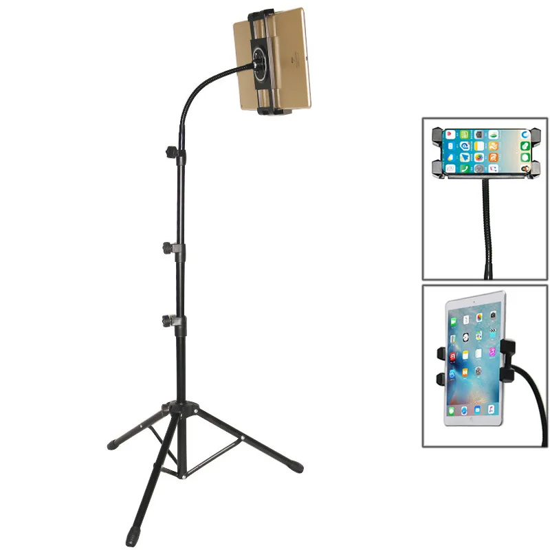 

New Aluminum Alloy Vlog Stands Live Streaming Tripod with Clip Mount Holder for Mobile Phones for iPad Pro Tablets PC