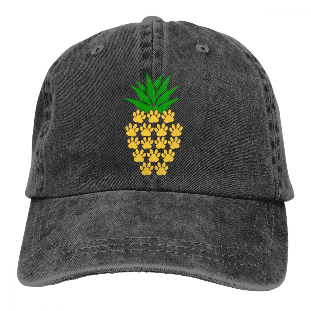 Ананас собака Лапа Печати Casquette черный унисекс Мужские Женские джинсовые бейсболка с ремешком кепки Регулируемый Гольф папа шляпа