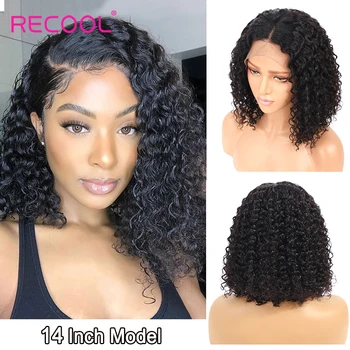 

Recool Kinky Curly Wig Short Bob Lace Front Human Hair Wigs 13x4 Brazilian Bob Lace Front Wigs Bob Short Curly Human Hair Wig