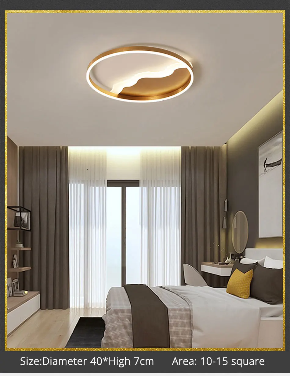 Светодиодные потолочные светильники золотистого цвета для гостиной, спальни, дистанционного управления, Lamparas De Techo, современные светильники для дома