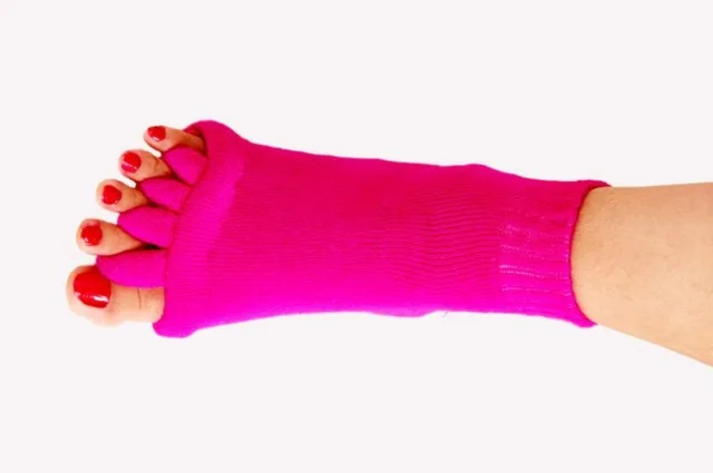 CXZD 1 пара, носки для йоги с пятью пальцами, ортопедические разделители для пальцев ног, корректор для пальцев, ортопедические вальгусные деформации, носки для йоги - Цвет: Rose red