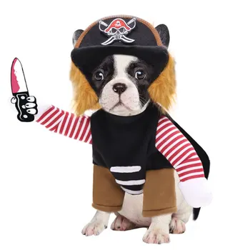 

Pet Dog Halloween Cosplay Costumes Set 3Pieces Long Sleeve Outfit With Stuffed Body, Imitating Cutter,Wig Hat With Elastic Strap
