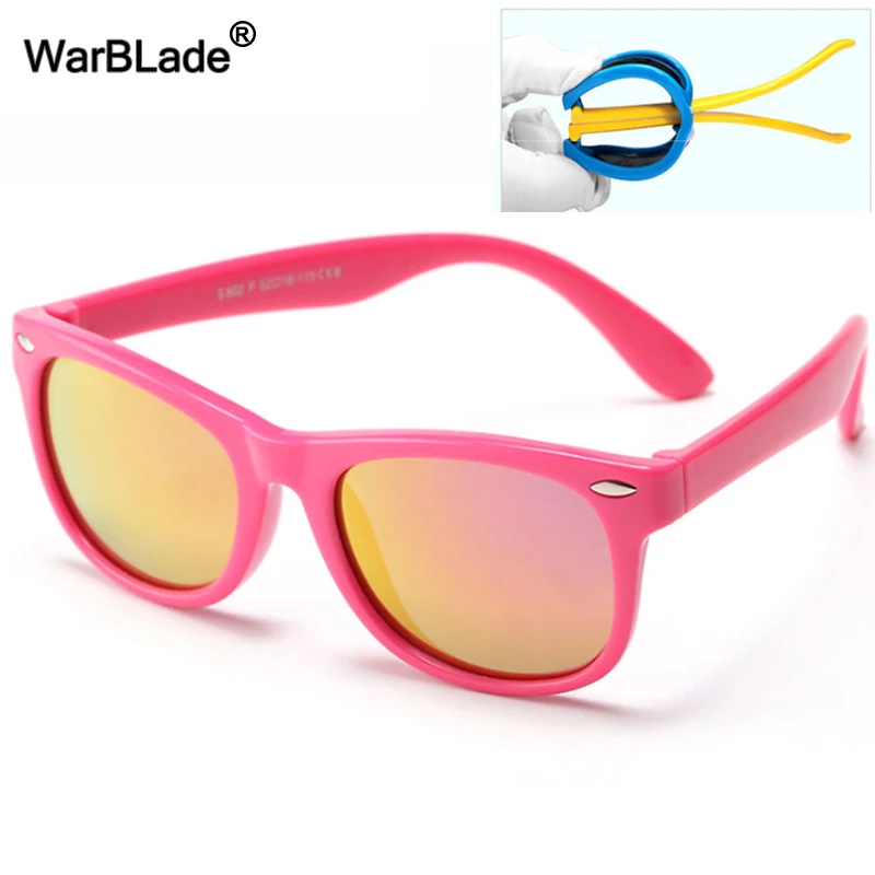 WarBLade Colorful Kids Sun Glasses TR90 Girls Boy Polarized Sunglasses Silicone Flexible Baby Children UV400 Mirror Eyewear for kids sunglasses,children sunglasses