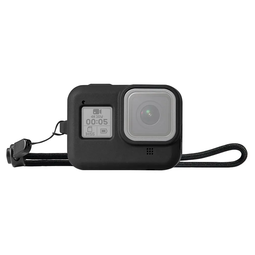 Подходит для Gopro Hero8 черный голый металлический силиконовый защитный чехол с ручным шнурком для Puluz