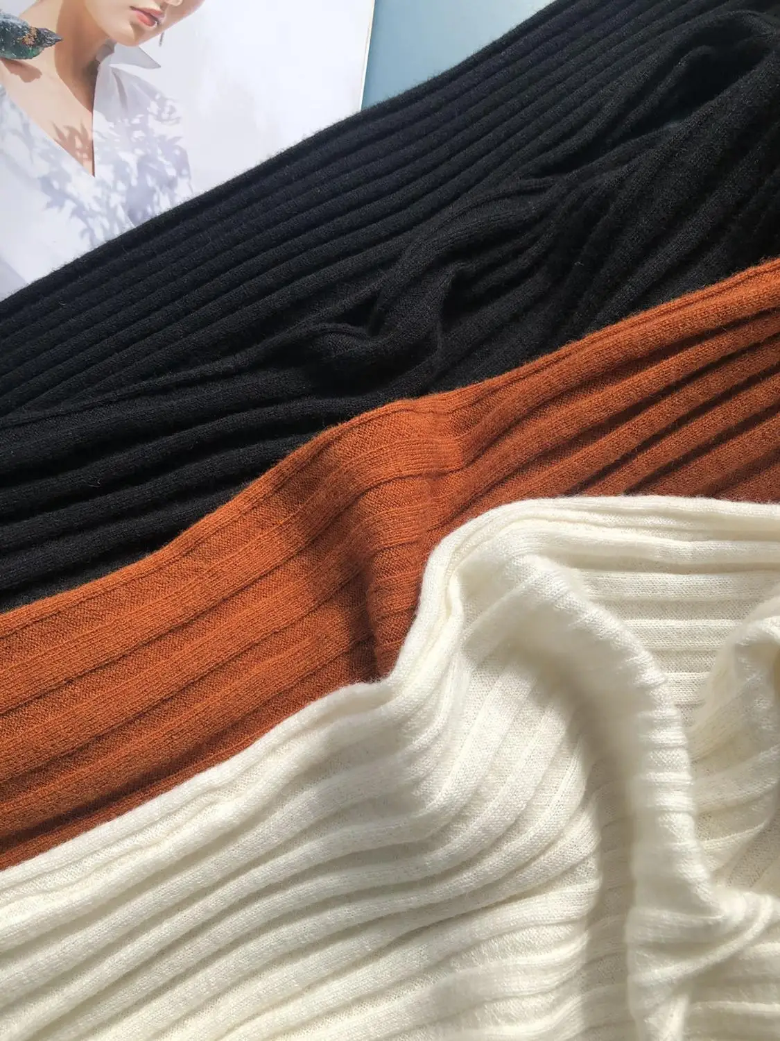 100% Wool Women's Knit Sweater Stripes Long Sleeve