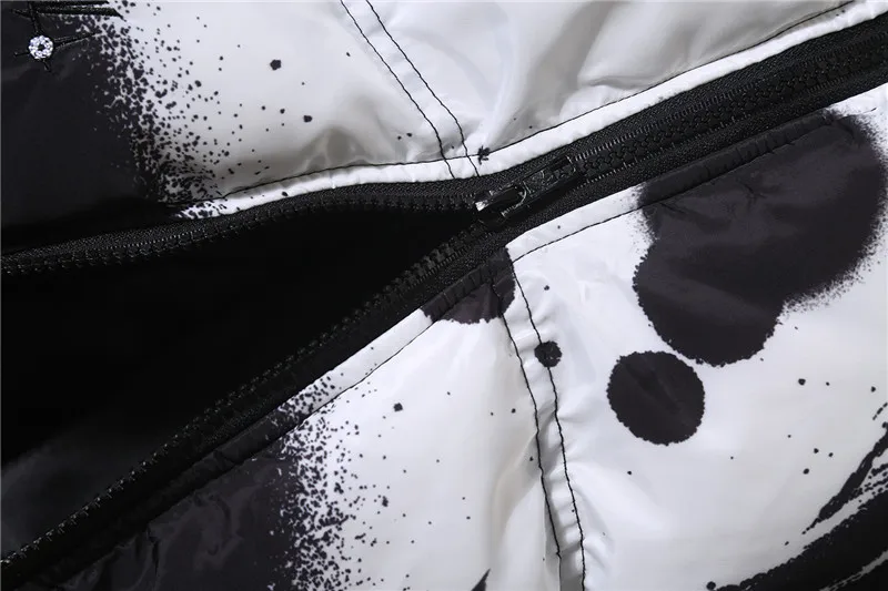 Dark Icon Printed Reflection Men's Parkas with Hoodie Cotton Padded Coats Men Outerwear Thick Men Coats Streetwear
