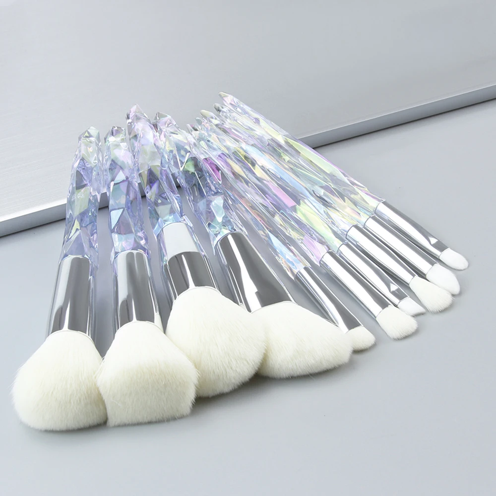 

FLD 10Pcs Bling Crystal Makeup Brushes Set Cosmetic Powder Foundation Blush Blending Eyeshadow Brush Local Warehouse Fast Ship