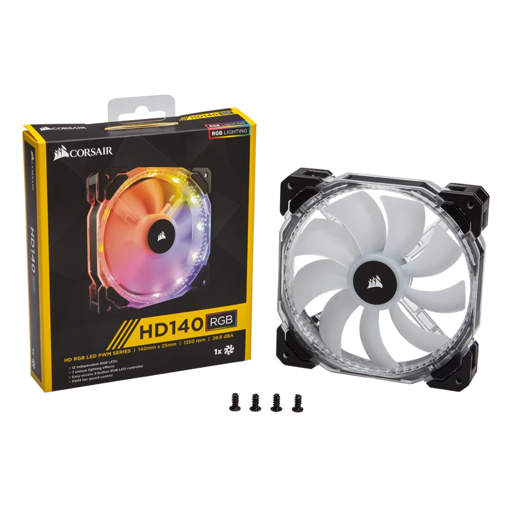 Corsair Hd140 Rgb Led Kinerja Tinggi 140 Mm Pwm Fan Twin Pack Dengan Controller 140mm Kipas Pwm Fans Cooling Aliexpress