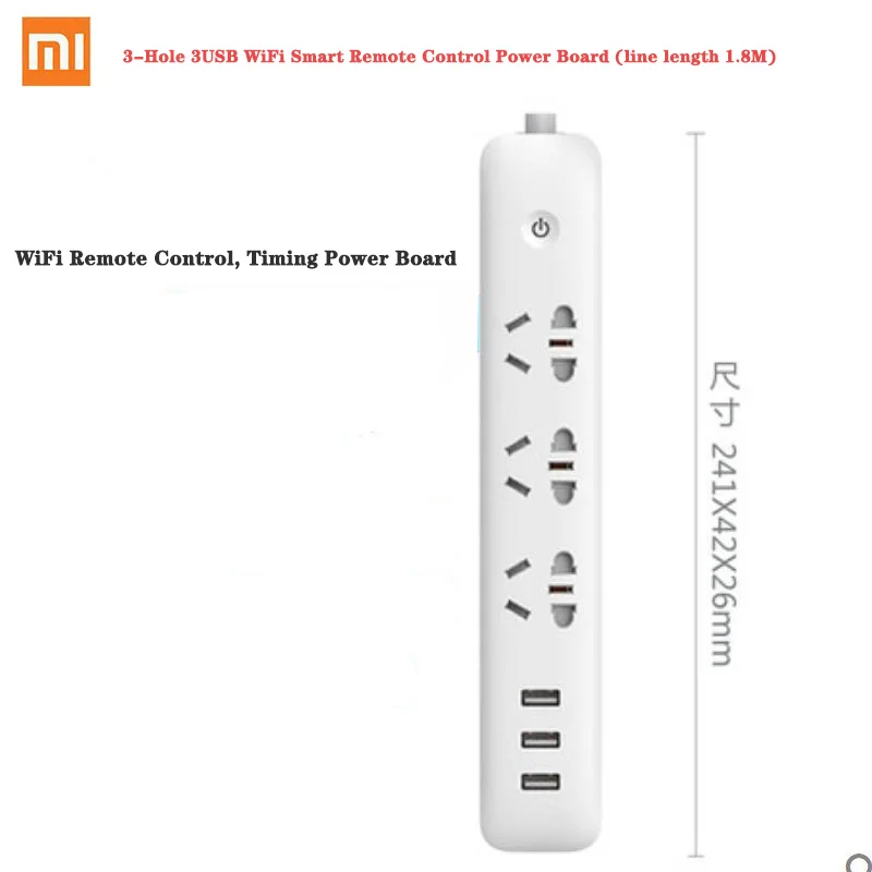 WiFi 3 Holes 3USB Xiaomi WI-FI умная розетка разъем бытовой кабель-удлинитель для Мощность доска 3/5/6/8 отверстий usb-кабель для быстрой зарядки 2500 Вт 10A 250V - Цвет: WiFi 3 Holes 3USB