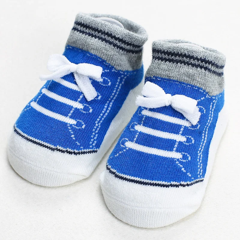 Носки для малышей Нескользящие Детские носки обувь весна-лето хлопковые силиконовые Нескользящие носки-тапочки носки для новорожденных детские вещи - Цвет: blue