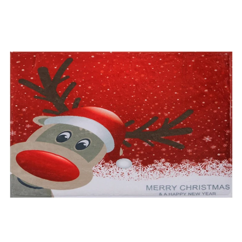 3D Christmas Santa Claus print Carpet Anti-slip Kitchen Dinning Room Fireplace Floor Mat Flannel Rug Durable Xmas Home Decor