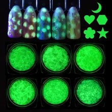 Moon Start дизайн ногтей блестки светящиеся блестки светится в темноте форма цветка хлопья флуоресцентные Советы украшения Маникюр SAYP01-07