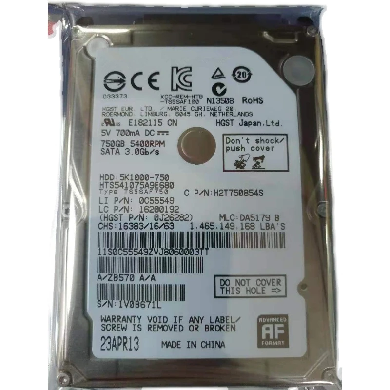 Hgst 750GB 2.5 SATA 6 ⰡƮ/ 8MB 5400RPM 9.5MM  ϵ ũ    HDD HTS541075A9E680  Ʈ HDD 