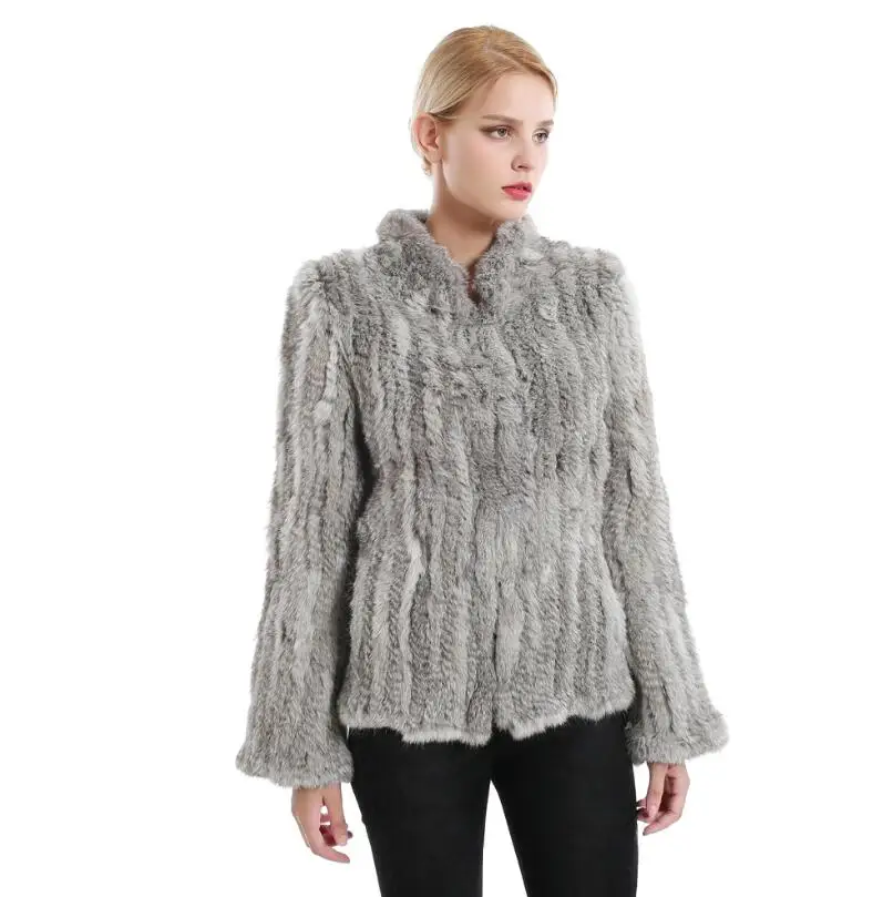 natural grey YCFUR пальто из натурального меха, куртки для женщин, вязаная Толстая куртка из кроличьего меха, женская зимняя верхняя одежда - Цвет: natural grey