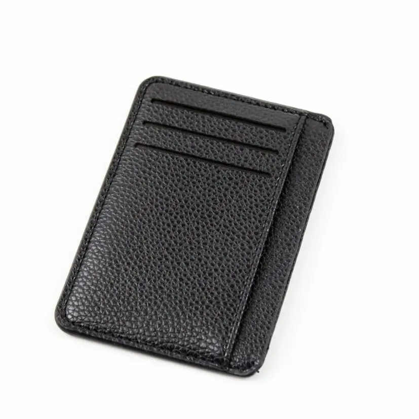 Мини-кошелек для кредитных карт тонкий простой для путешествий из кожи банк Бизнес ID держатель для карт кожаный кошелек для монет для мужчин и женщин - Цвет: Black