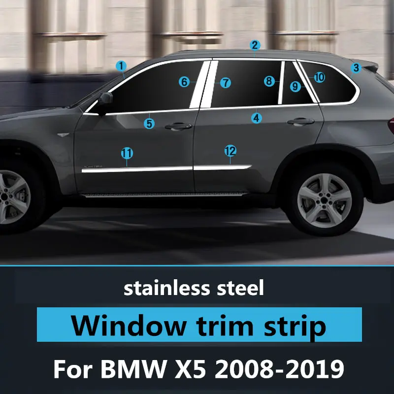 

Window trim For BMW X5 2008-2019 modified body strip door edge Chromium Styling stainless steel