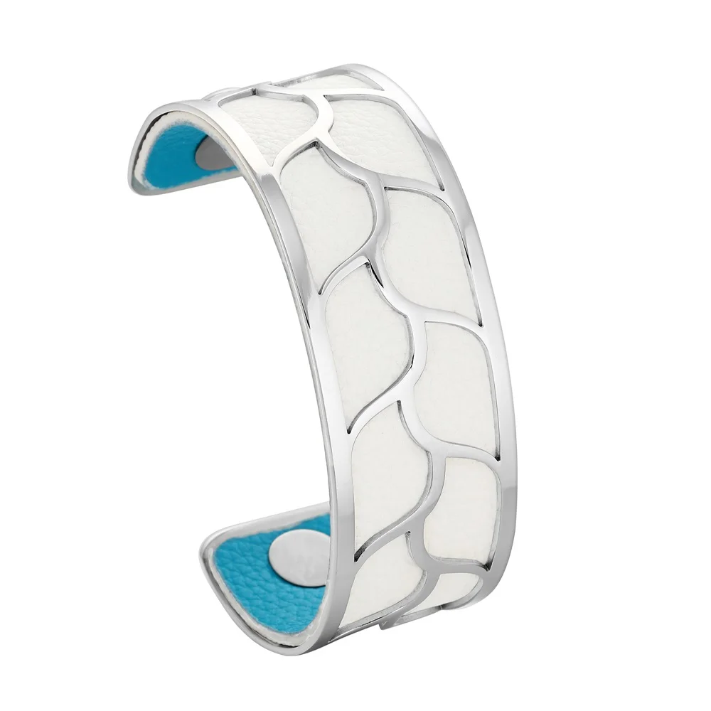 white and blue Legenstar, браслет, маншетт, жоржет, браслет, bijoux acier, неоксидный, femme, лист, pulseira, двусторонний кожаный ремешок, сделай сам, ювелирное изделие - Окраска металла: white and blue