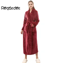 Ночное платье женский халат хлопковый Халат женский зимний удлиненный коралловый плюшевый халат с длинными рукавами накидка халат# G3