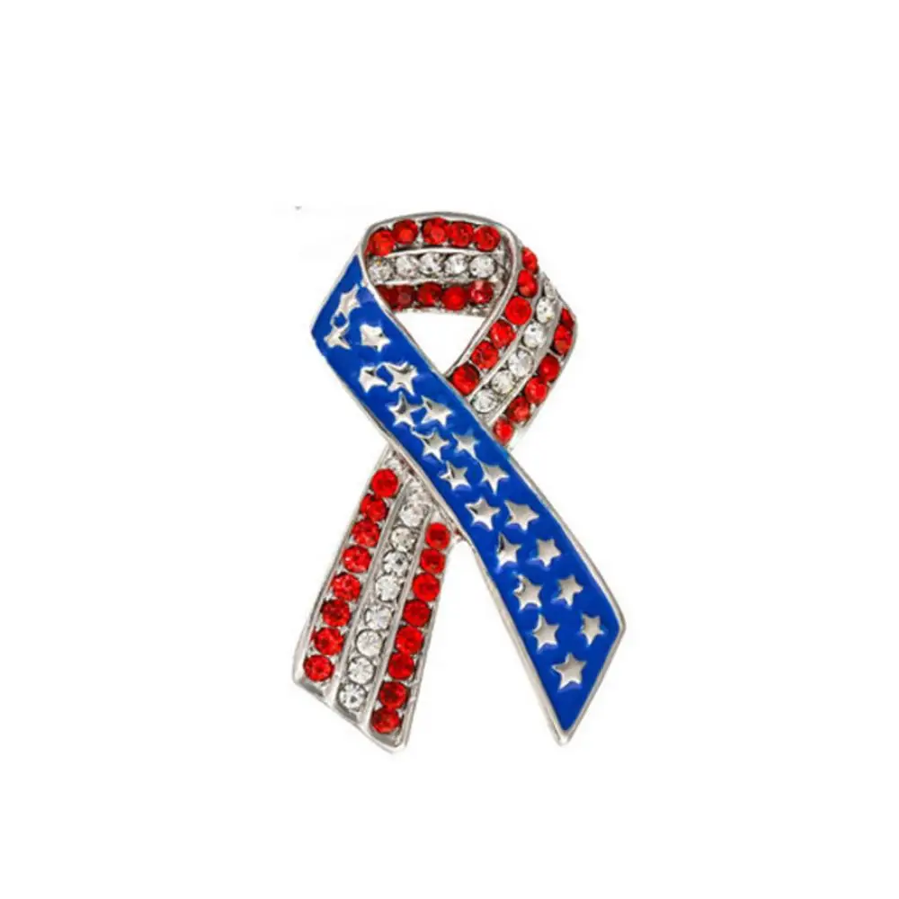 

Breast Cancer Awareness Lapel Pin & Brooch with Rhinestone Blue/Pink/Green Hope Ribbon Pins for Women Girls Clothes Decor HJ39