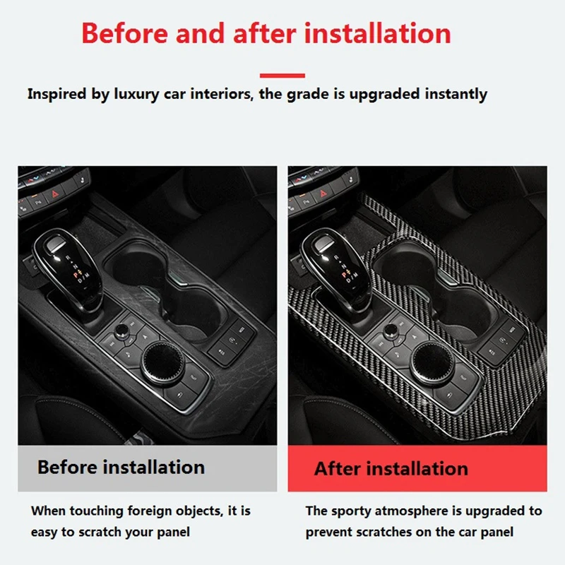 For Cadillac XT4 2018-2020 Real Carbon Fiber Central Console Knob Sticker Trim