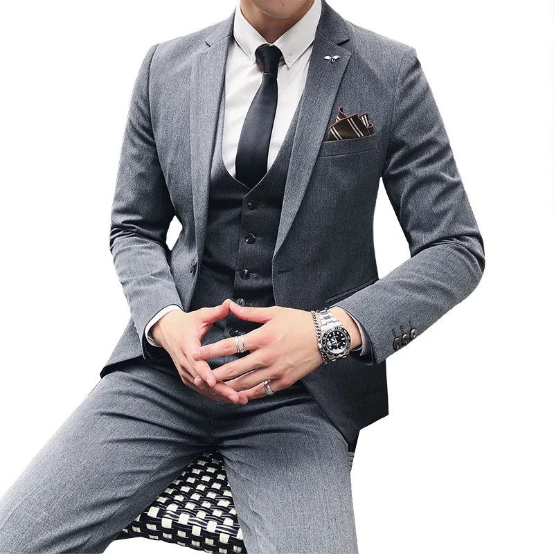 3 шт костюм Для мужчин осень-зима Slim Fit Жених Свадебное платье костюмы праздничная одежда Бизнес Блейзер Куртки пряжки Для мужчин смокинг плюс 4XL