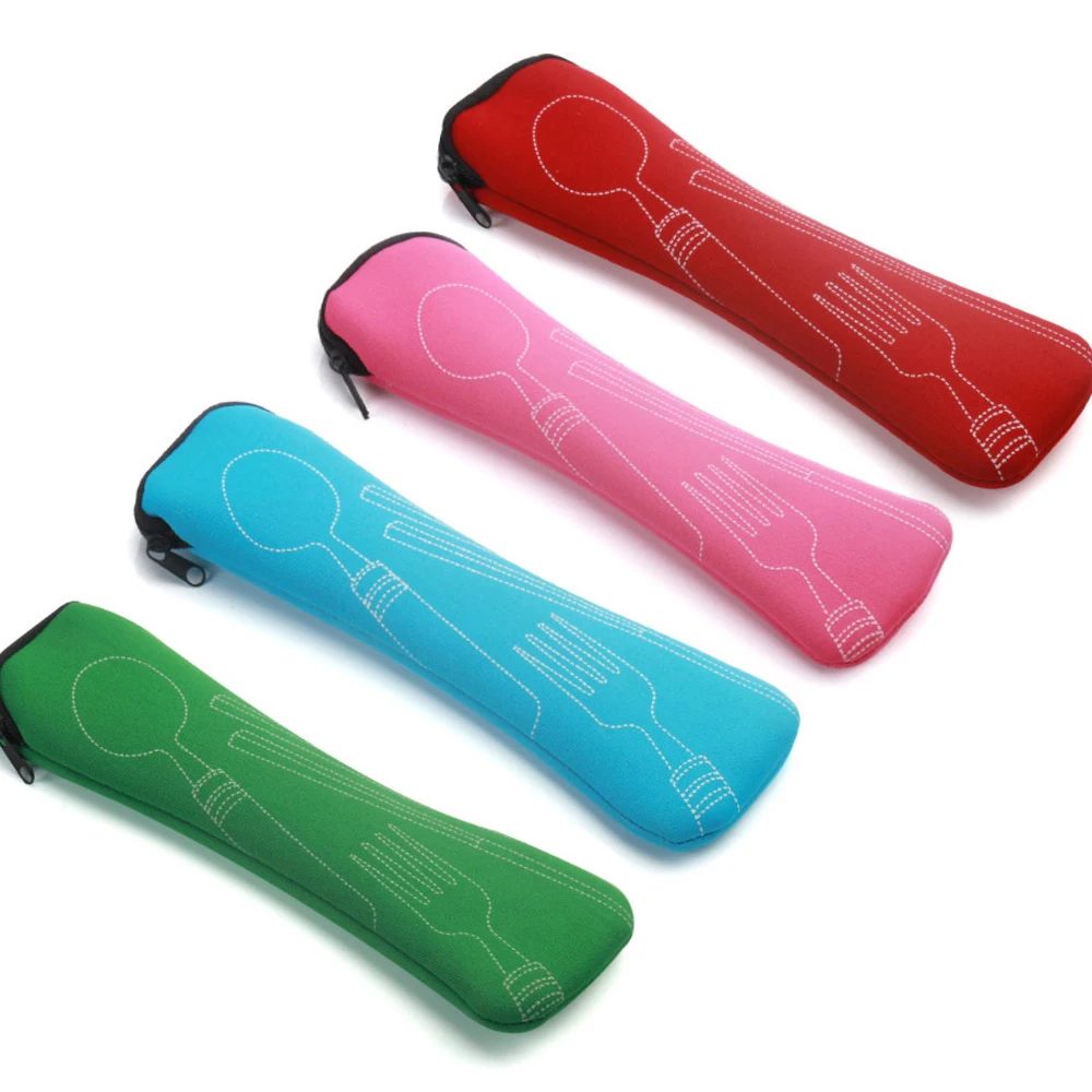 1Pcs Portable Travel tableware storage bag Cutlery Bag Flip Cover Type Cutlery Case Kitchen Students Picnic Fork Spoon Case Household Dinnerware Bag