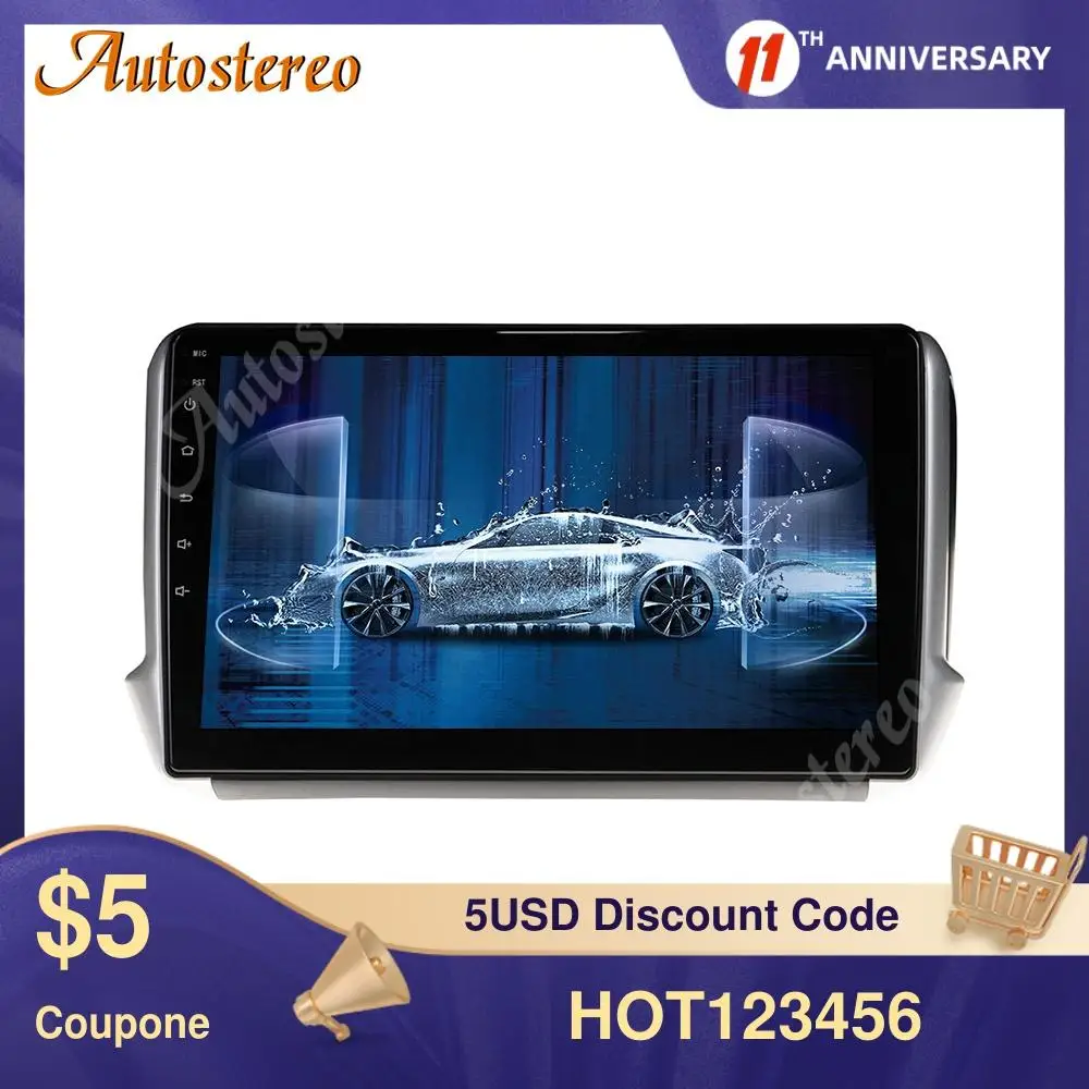 Android 9.0 Car Dvd Player Navigatore Gps Per Peugeot 2008 208 2011-2019 Lettore Multimediale Stereo Head Unit Radio Tape Record Isp