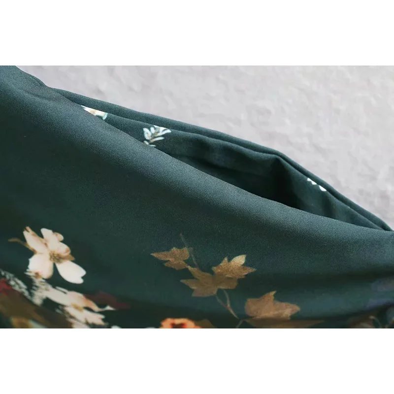 Fashion Za Women Dress Vintage Floral Printed Stand Collar Long Sleeve Casual Loose Mini Dresses Female Ladies Vestidos
