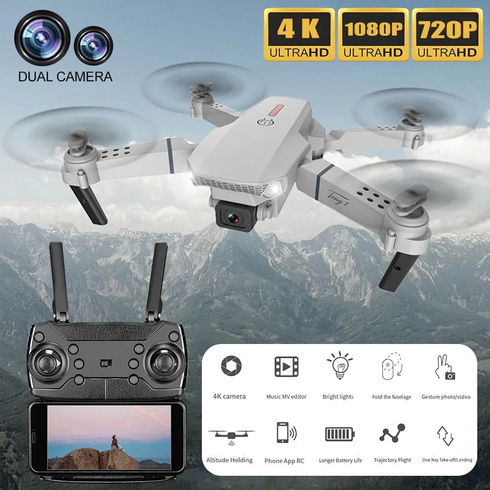 RC Drone Mini Drone Folding 720P 4K Single Camera or Dual Camera 4 Channel HD Aerial Quadcopter E68 E98 Remote Control Aircraft