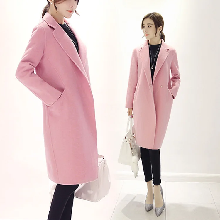 

Fall Winter Women Simple Cashmere Maxi Long design Robe Coat Female Woolen Outerwear