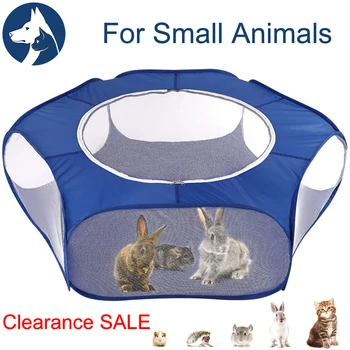 

Animals Playpen Cage Breathable Waterproof Kitten Fence Small Pet Cage Tent with Zippered Cover Portable for Outdoor Yard Fence