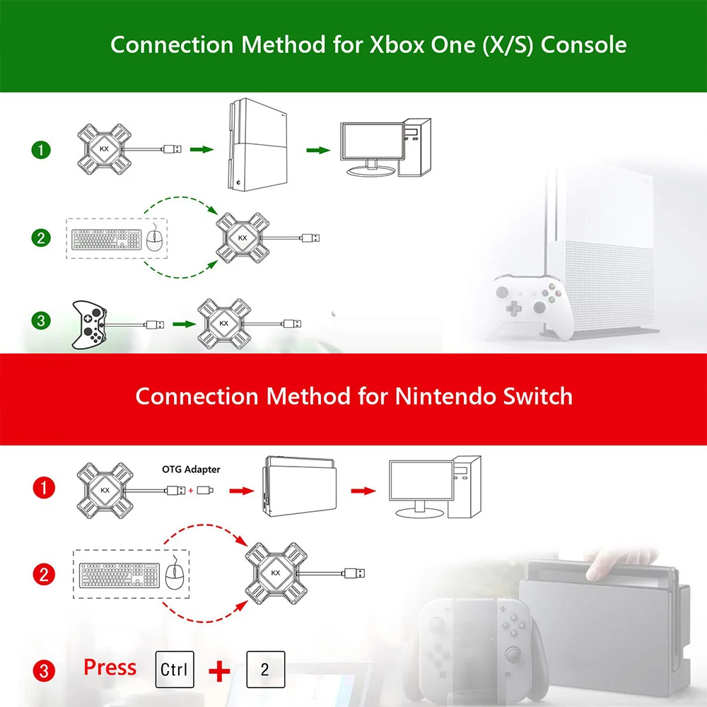 USB адаптер для игровых контроллеров переходник видеоигр мыши Nintendo Switch/Xbox/PS4/PS3