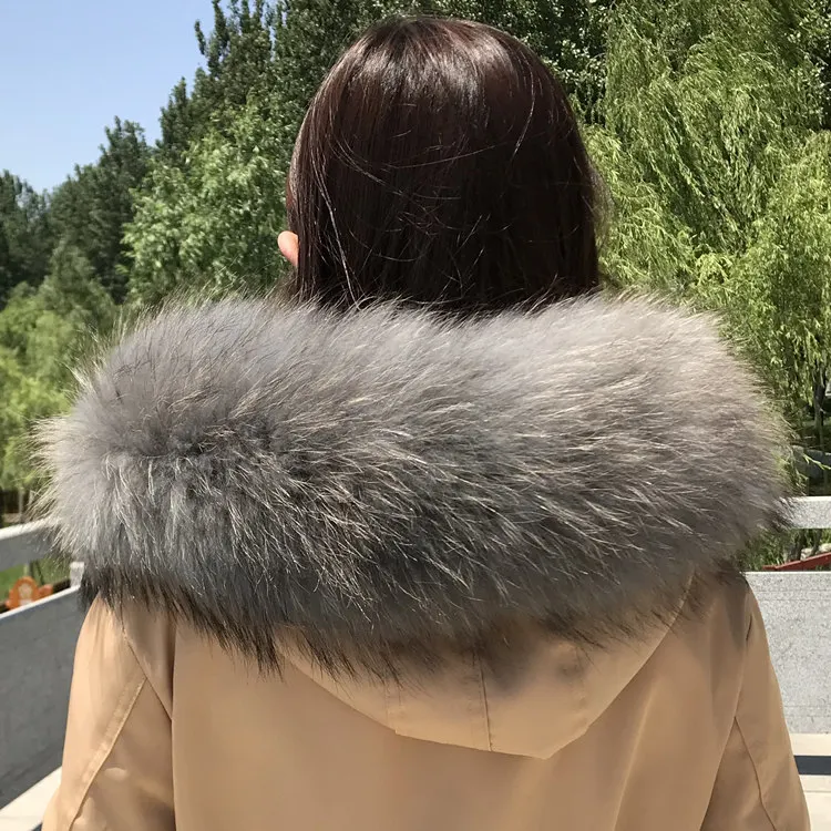 smoky gray Натуральный мех Новинка Зима Енот натуральный мех воротник женские шарфы модное пальто женский свитер Шарфы Воротник роскошный шейный шарф - Цвет: smoky gray