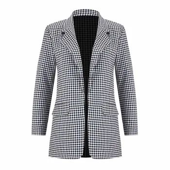 

Fashion Autumn Women Plaid Blazers New Work Office Lady Suit Loose Single Button Business Female Blazer Women Coat Outwear Fall
