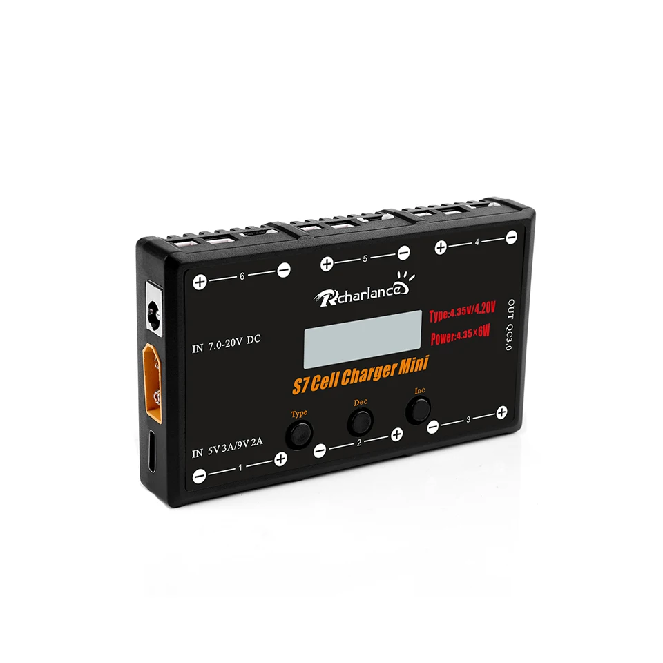 6 канальное зарядное устройство 1S LiPo 4 35 Вт Type C QC 3 0 XT60 2 4S DC вход W/MCX Mcpx MOLEX порт для FPV