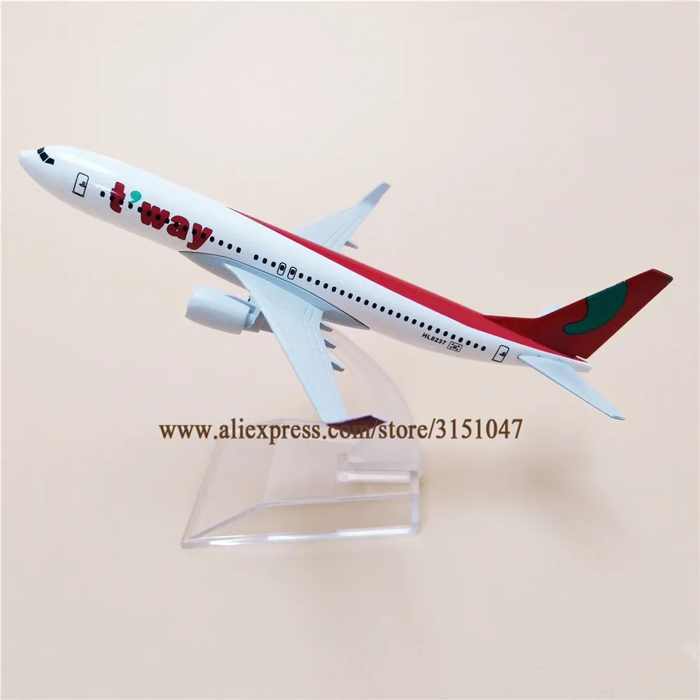 16 см сплав металл воздух корейский T'way Airlines B737 Boeing 737 Airways модель самолета Модель самолета Стенд самолет детские подарки
