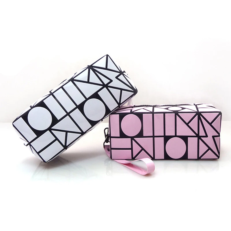 

LOVEVOOK women makeup bag Cosmetic bags for ladies geometric cuboid Pouch Travel Organizer Kids Storage Pencil case Purse Bag