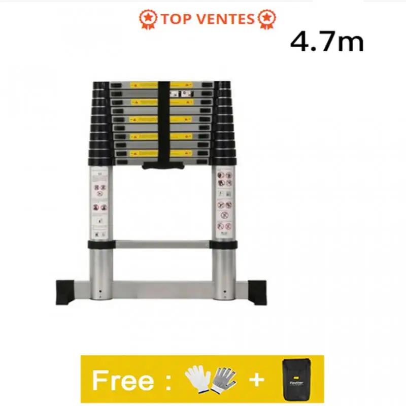 4.7m Aluminum Telescopic Extension Tall Multi Purpose Ladder Folding Ladders Household Non-slip 15 Steps HWC | Инструменты
