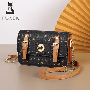 

FOXER Korean Version Retro Mini Purse Lady Messenger Bags PVC Leather High Quality Women Crossbody Bag Logo Embossing Flap Bags