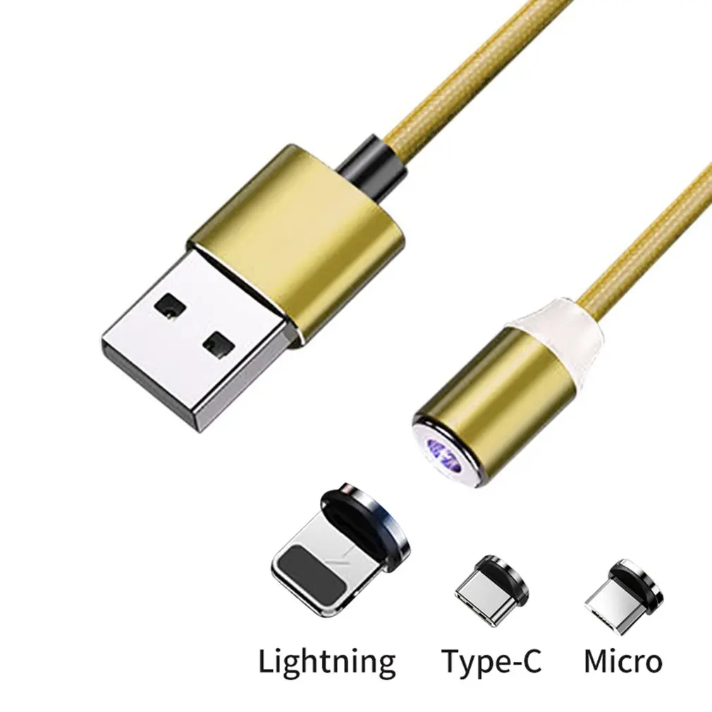 Магнитный usb-кабель type-C и Micro USB кабель для быстрой зарядки для iPhone кабель для передачи данных - Цвет: Gold
