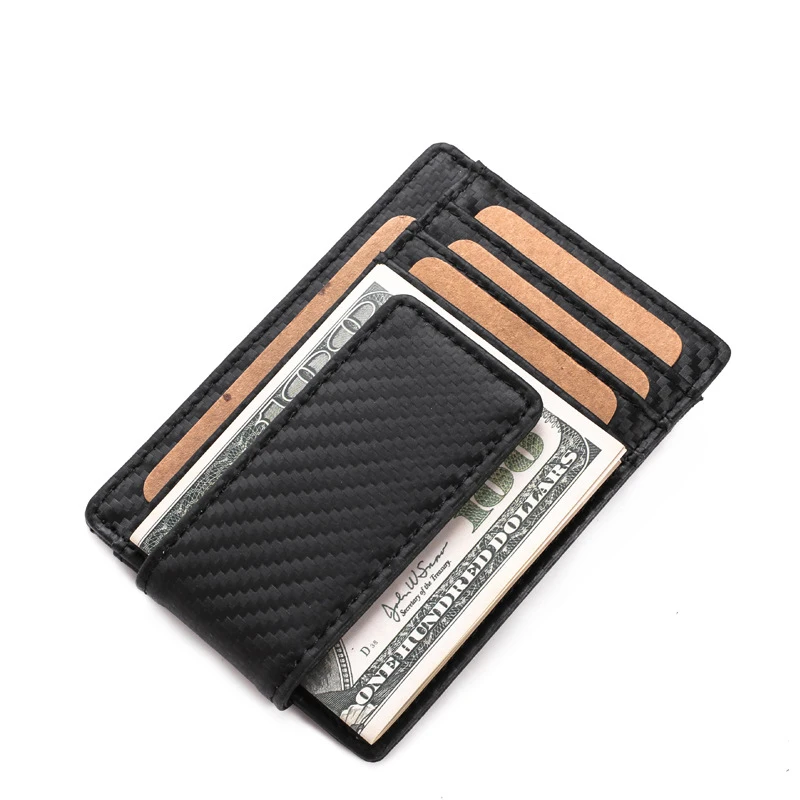DIENQI Тонкий углеродного волокна волшебный кошелек мужской кошелек для мелочи зажимы кошелек для кредитных карт мужской мини RFID Блокировка бумажник Vallet
