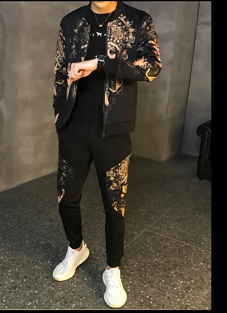 Casual Active Suit Zipper Outwear 2PC Jacket+Pants Sets Autumn Men's Sportwear Suit Sweatshirt Tracksuit Without Hoodie Men