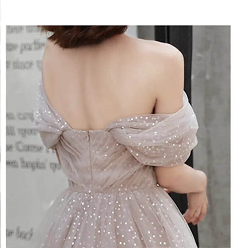 Это коктейльное платье Yiya элегантное платье с вырезом "лодочка" женские вечерние платья с открытыми плечами плюс размер блестящий чай Длина халат De Soiree E886