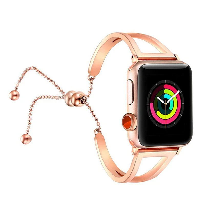 Женский браслет на запястье для Apple Watch 38 мм/42 мм регулируемый ремешок из нержавеющей стали с подвеской для Iwatch серии