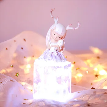 

Gift Girl's Heart Cake Decorations Quiet Deer Small Ornaments Night Light Xinqite Birthday Gift for Students