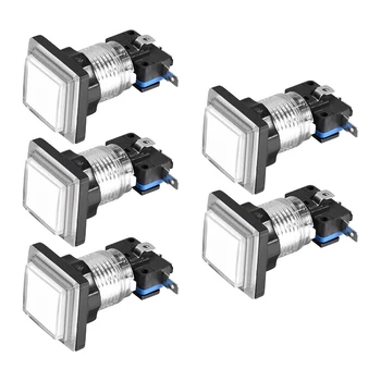 

uxcell Game Push Button 34x34 Square 12V LED Illuminated Push Button White 5pcs