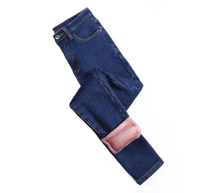 Женские джинсы на флисовой подкладке, облегающие зимние узкие брюки с высокой талией, теплые женские бархатные теплые джинсы, обтягивающие джинсовые штаны