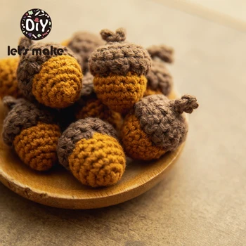 

Let‘s Make 10pc Crochet Beads Pinecone Bead DIY Baby Accessories Wooden Teething Knitting Jewelry Crib Baby Sensory Teething Toy