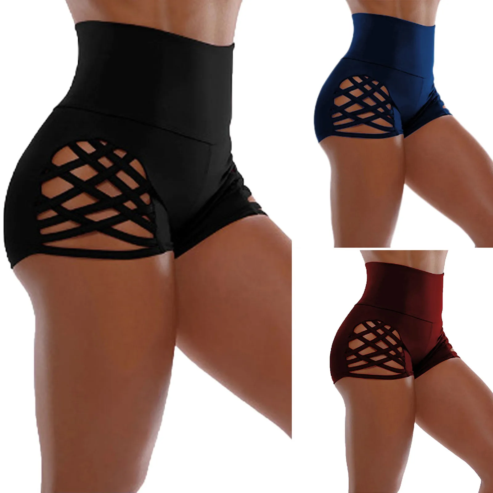 Women's Yoga Pants Summer Leggings Buttocks High Waist Solid Color Seamless Fitness Bandage Sweatpants Gym Shorts | Спорт и
